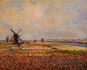 克劳德莫奈 - Fields of Flowers and Windmills near Leiden